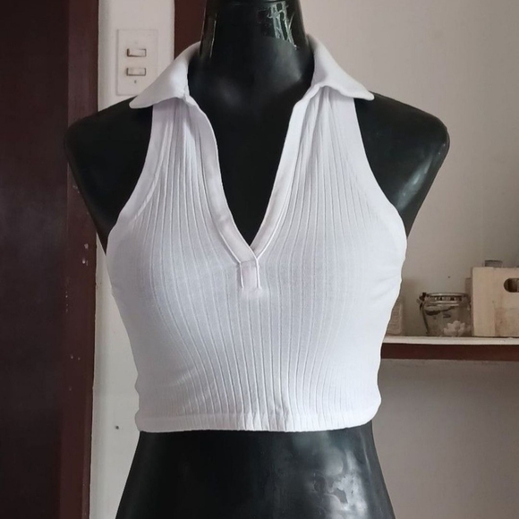 ZARA - Ribbed Polo Crop Top - Picture 4 of 7